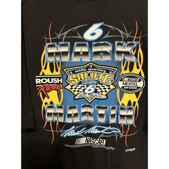 MARK MARTIN #6 SALUTE TO YOU NASCAR VINTAGE BLACK T SHIRT SIZE 3XL DOUBLE SIDED - Picture 5 of 5